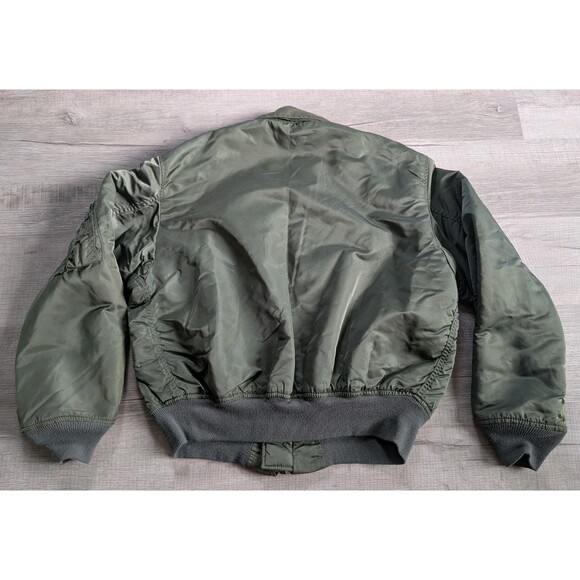 Vintage Jacket Flyer’s Cold Weather Bomber Alpha Industries Men’s Sz L Green - Picture 7 of 10
